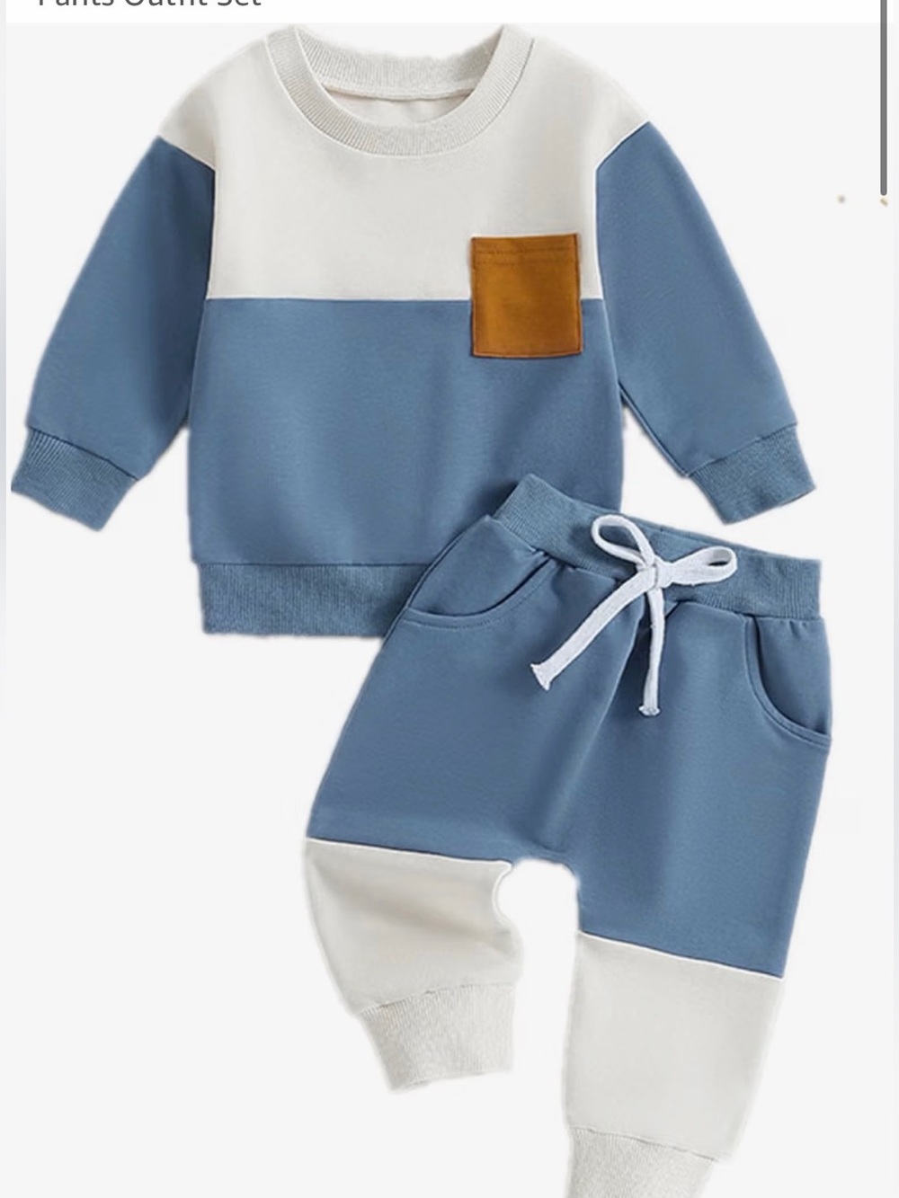 Kids Colorblock Blue and White Sweatshirt & Jogger Set